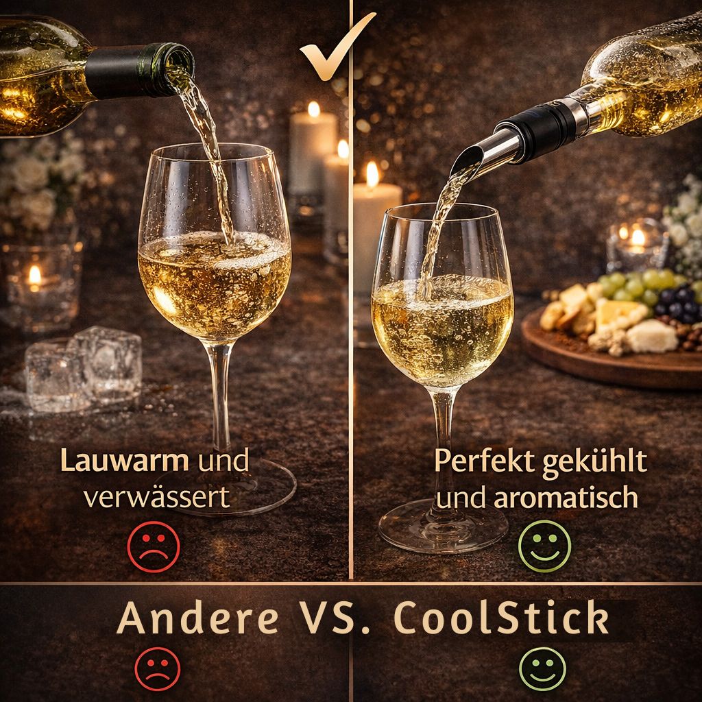 CoolStick - Perfekt gekühlter Wein – jederzeit und überall. Geniesse jeden Schluck so, wie er wirklich schmecken soll.