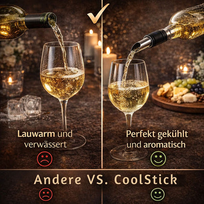 CoolStick - Perfekt gekühlter Wein – jederzeit und überall. Geniesse jeden Schluck so, wie er wirklich schmecken soll.